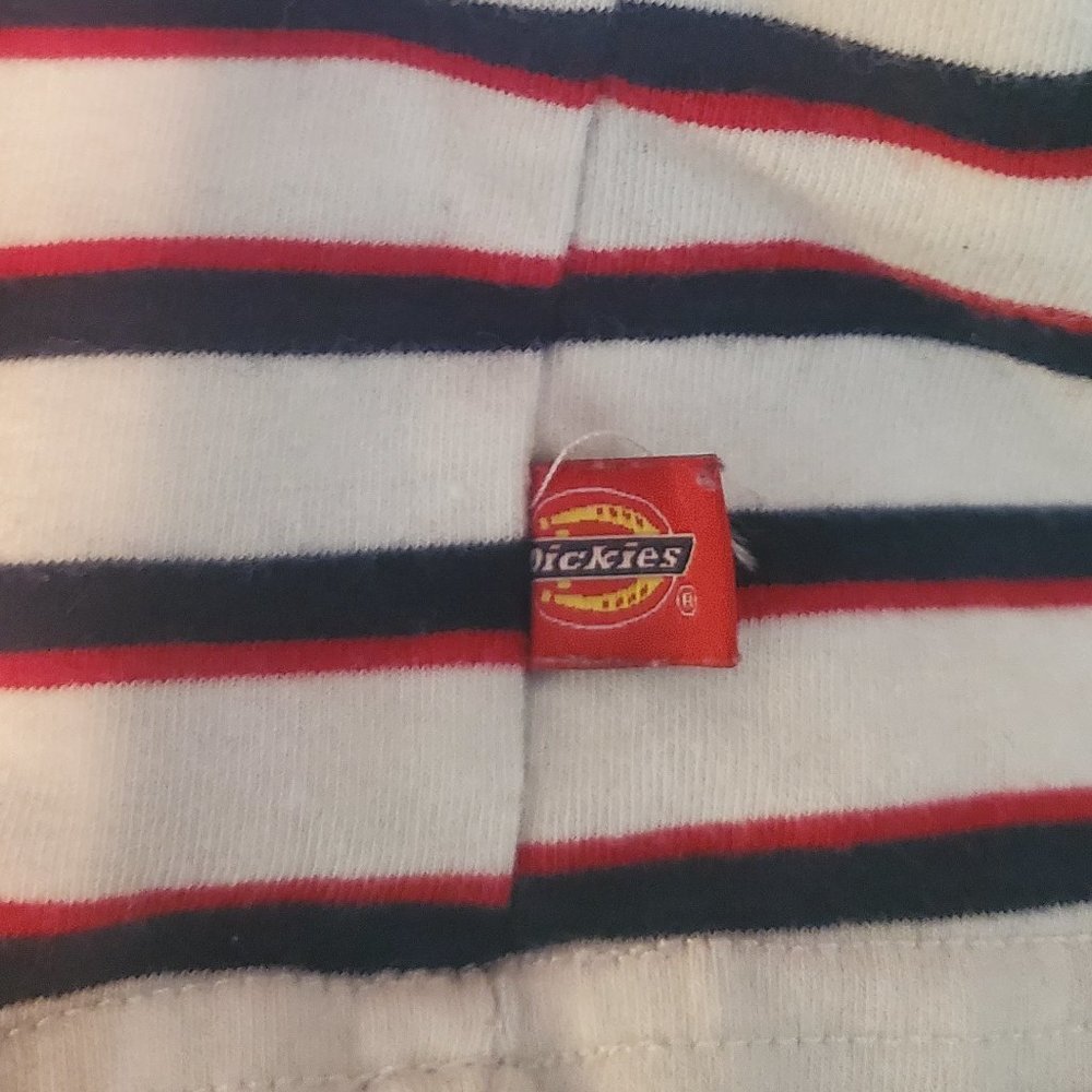 Dickies Women's Cropped Striped Tee Shirt Red, White, & Blue PLUS Size 1X - Picture 6 of 13